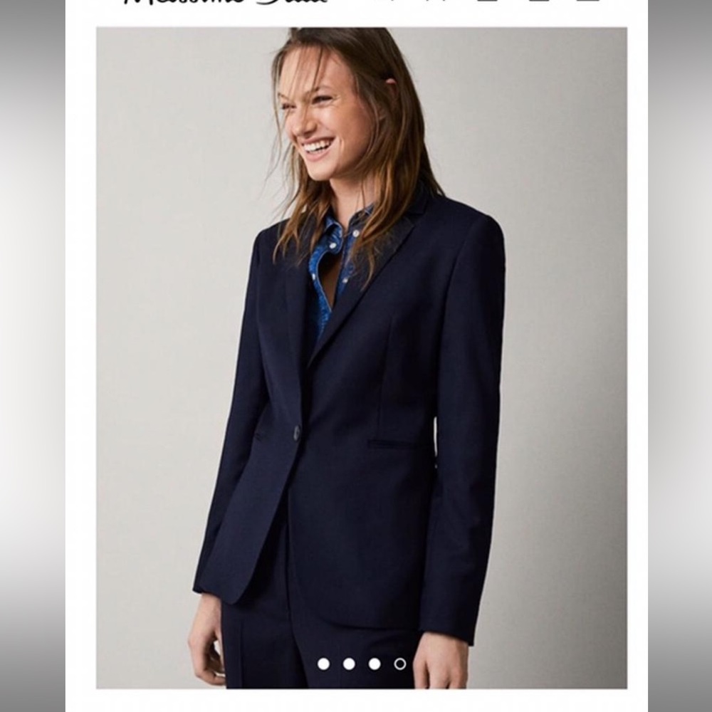 Massimo Dutti slim fit textured weave wool blazer and pants suit